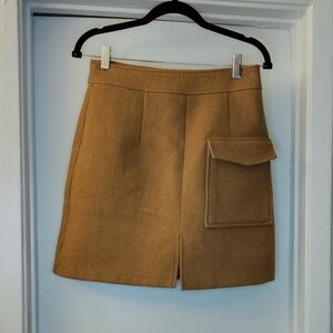 Tan Wool Mini Skirt
